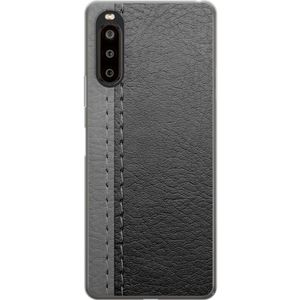 Sony Xperia 10 II Transparent Mobilskal Grått Fake Läder