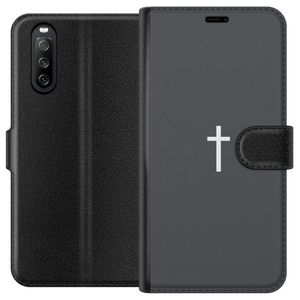 Sony Xperia 10 III Svart Plånboksfodral Kors
