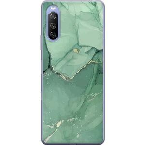 Sony Xperia 10 III Gennemsigtigt Telefoncover Grön Marmor