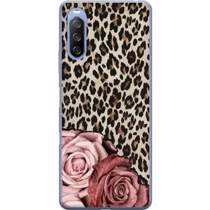 Sony Xperia 10 III Transparent Mobilskal Leopardrosor