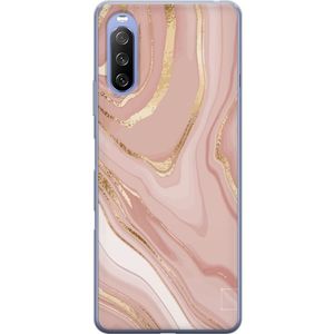 Sony Xperia 10 III Transparent Mobilskal Ljusrosa marmor