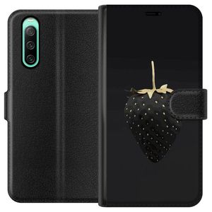 Sony Xperia 10 IV Svart Plånboksfodral Exklusiv Jordgubbe