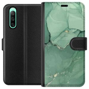 Sony Xperia 10 IV Svart Plånboksfodral Grön Marmor