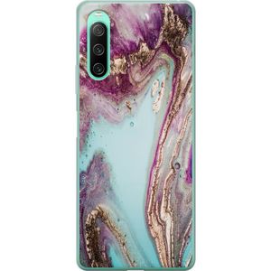 Sony Xperia 10 IV Transparent Mobilskal Lila marmor