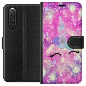 Sony Xperia 10 V Svart Plånboksfodral Glad Enhörning