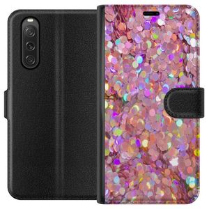 Sony Xperia 10 V Svart Plånboksfodral Glitter