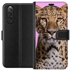 Sony Xperia 10 V Sort Lommebokdeksel Leopard