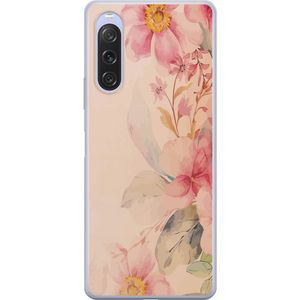 Sony Xperia 10 V Transparent Mobilskal Färgsprakande Blommor