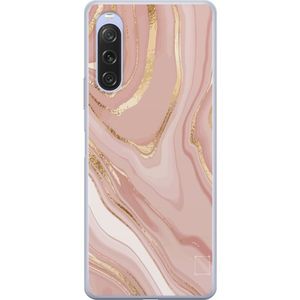 Sony Xperia 10 V Transparent Mobilskal Ljusrosa marmor