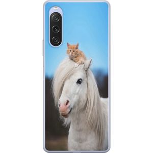 Sony Xperia 10 V Transparent Mobilskal Katt och Häst