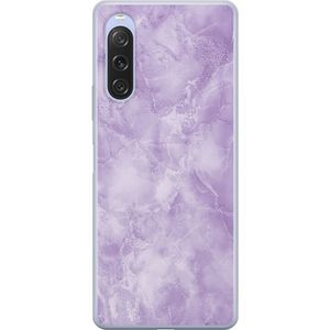 Sony Xperia 10 V Transparent Mobilskal Lila marmor