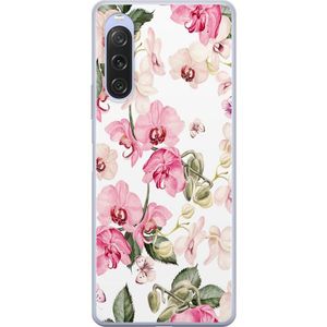 Sony Xperia 10 V Transparent Mobilskal Rosa blommor