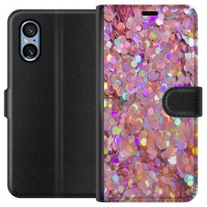 Sony Xperia 10 VI Svart Plånboksfodral Glitter