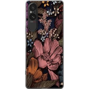 Sony Xperia 10 VI Transparent Mobilskal Tecknade blommor
