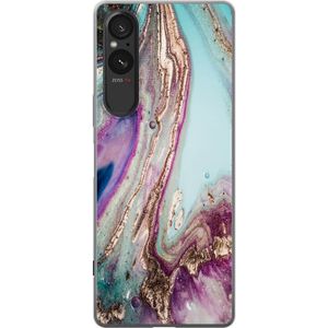 Sony Xperia 10 VI Transparent Mobilskal Lila marmor