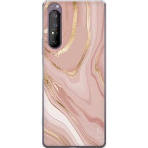 Sony Xperia 1 II Gjennomsiktig Telefondeksel Ljusrosa marmor