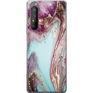 Sony Xperia 1 II Gjennomsiktig Telefondeksel Lila marmor
