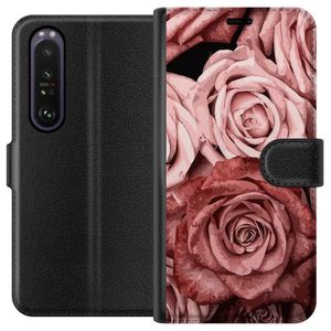 Sony Xperia 1 III Svart Plånboksfodral Rosmönster