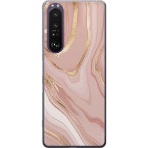 Sony Xperia 1 III Transparent Mobilskal Ljusrosa marmor