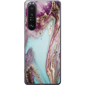 Sony Xperia 1 III Läpinäkyvä Puhelinkotelo Lila marmor