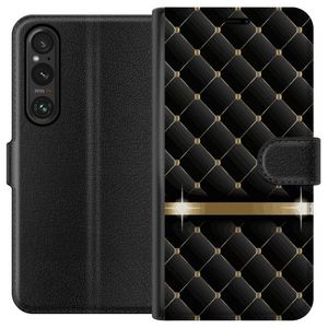 Sony Xperia 1 V Svart Plånboksfodral Lyxigt