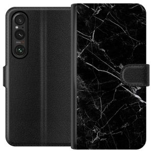 Sony Xperia 1 V Svart Plånboksfodral Svart marmor