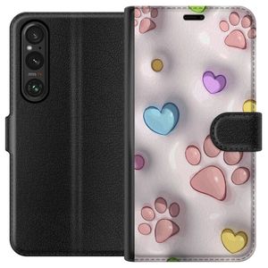 Sony Xperia 1 V Svart Plånboksfodral Fluffiga Tassar