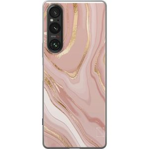 Sony Xperia 1 V Transparent Mobilskal Ljusrosa marmor