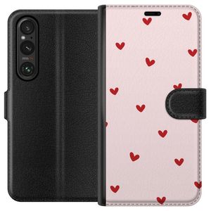 Sony Xperia 1 VI Svart Plånboksfodral Små Hjärtan