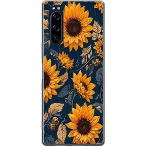 Sony Xperia 5 Transparent Mobilskal Solrosor