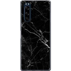 Sony Xperia 5 Transparent Mobilskal Svart marmor