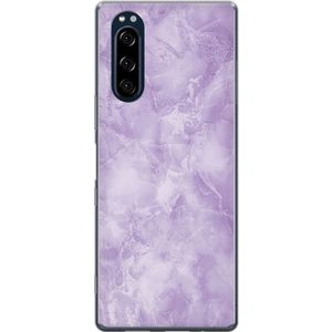Sony Xperia 5 Transparent Mobilskal Lila marmor