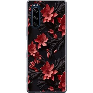Sony Xperia 5 Läpinäkyvä Puhelinkotelo Intensiva blommor
