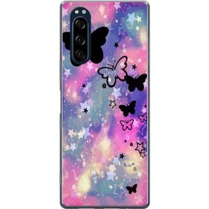 Sony Xperia 5 Transparent Mobilskal Flygande fjärillar