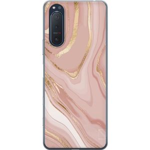 Sony Xperia 5 II Transparent Mobilskal Ljusrosa marmor