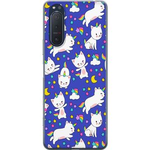 Sony Xperia 5 II Transparent Mobilskal Katt Enhörning