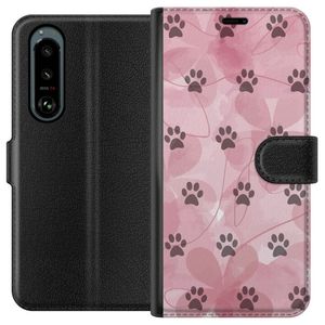 Sony Xperia 5 III Svart Plånboksfodral Rosa Tassar