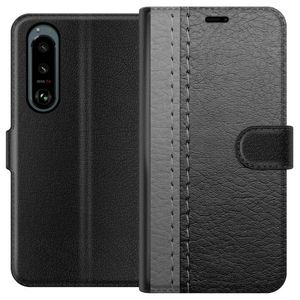 Sony Xperia 5 III Svart Plånboksfodral Grått Fake Läder