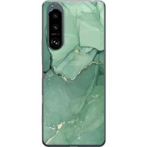 Sony Xperia 5 III Gennemsigtigt Telefoncover Grön Marmor