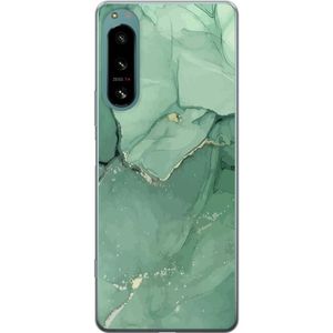 Sony Xperia 5 IV Transparent Mobilskal Grön Marmor