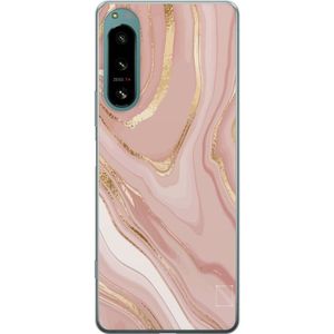 Sony Xperia 5 IV Transparent Mobilskal Ljusrosa marmor