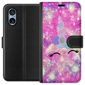 Sony Xperia 5 V Svart Plånboksfodral Glad Enhörning