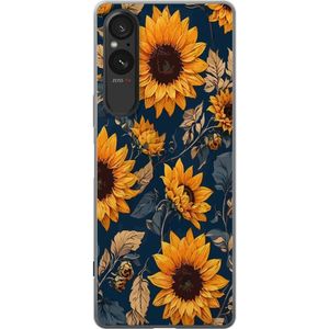 Sony Xperia 5 V Transparent Mobilskal Solrosor