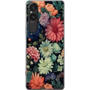 Sony Xperia 5 V Transparent Mobilskal Färglada blommor