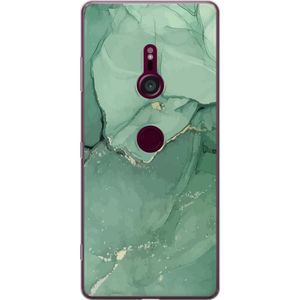Sony Xperia XZ3 Transparent Mobilskal Grön Marmor