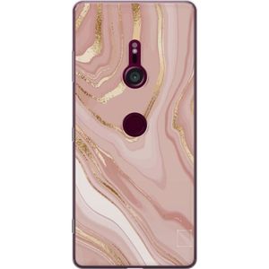 Sony Xperia XZ3 Transparent Mobilskal Ljusrosa marmor
