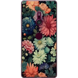 Sony Xperia XZ3 Gjennomsiktig Telefondeksel Färglada blommor