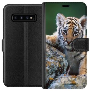 Samsung Galaxy S10 Svart Plånboksfodral Tiger