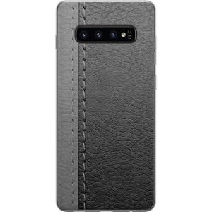 Samsung Galaxy S10 Gjennomsiktig Telefondeksel Grått Fake Läder