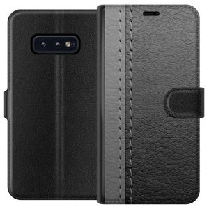 Samsung Galaxy S10e Musta Lompakkokotelo Grått Fake Läder